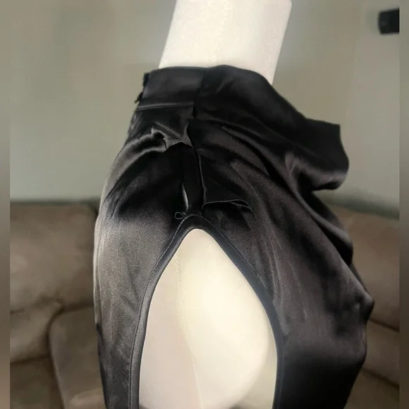🔥HOT🔥NWT Rachel Zoe Black Satin Mock Drape Neck Top Sz XL - Picture 11 of 13